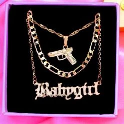 Streetgarm NEW Bad Girl Pistol Necklace Set
