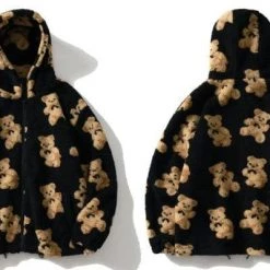 Streetgarm NEW Bear Print Sherpa Zip Hoodie 15 Streetgarm NEW Bear Print Sherpa Zip Hoodie