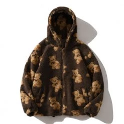 Streetgarm NEW Bear Print Sherpa Zip Hoodie 19 Streetgarm NEW Bear Print Sherpa Zip Hoodie