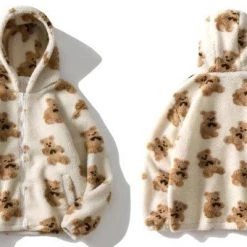 Streetgarm NEW Bear Print Sherpa Zip Hoodie 17 Streetgarm NEW Bear Print Sherpa Zip Hoodie