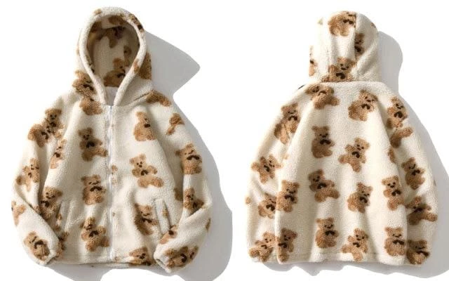 Streetgarm NEW Bear Print Sherpa Zip Hoodie 9 Streetgarm NEW Bear Print Sherpa Zip Hoodie