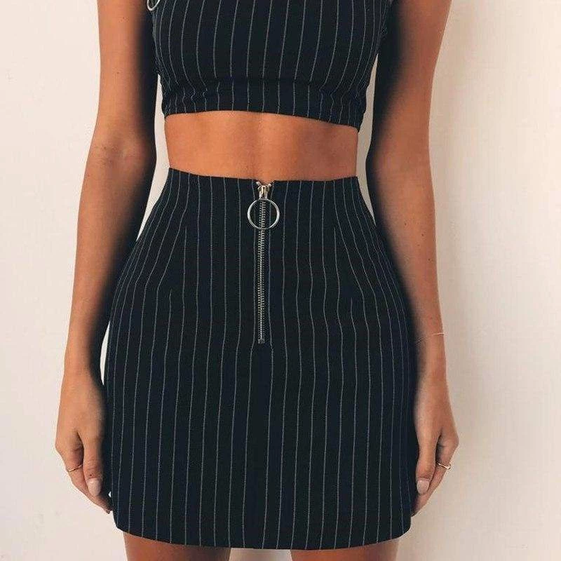 Streetgarm NEW Black Pin Stripe Mini Skirt 6 Streetgarm NEW Black Pin Stripe Mini Skirt