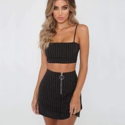 Streetgarm NEW Black Pin Stripe Mini Skirt 15 Streetgarm NEW Black Pin Stripe Mini Skirt