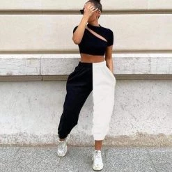 Streetgarm Black & White Patchwork Joggers NEW