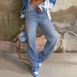 Streetgarm SALE Blue Baggy Boyfriend Pulled Fabric Jeans