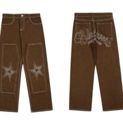 Streetgarm Brown Star Loose Denim Jeans NEW