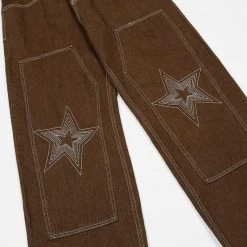 Streetgarm Brown Star Loose Denim Jeans NEW