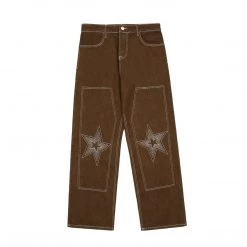 Streetgarm Brown Star Loose Denim Jeans NEW