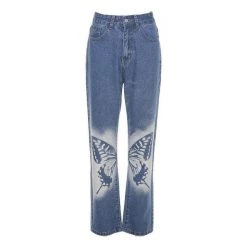 Streetgarm Butterfly Spray Print High Waist Denim Jeans NEW