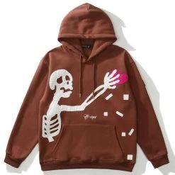 Streetgarm Cartoon Skeleton Heart Hoodie NEW