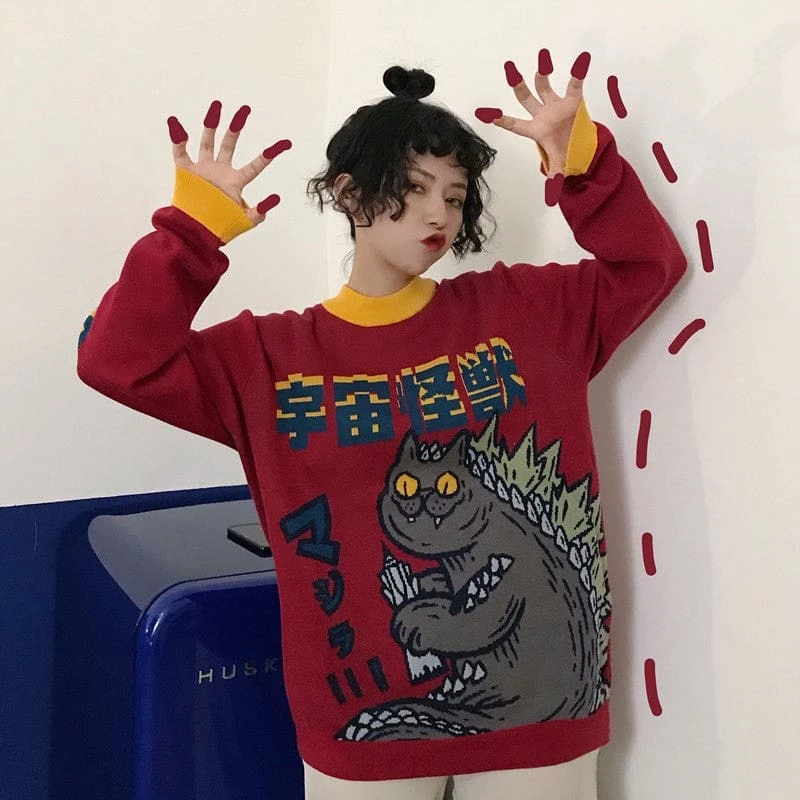 Streetgarm NEW Cat Dragon Knitted Sweatshirt 6 Streetgarm NEW Cat Dragon Knitted Sweatshirt