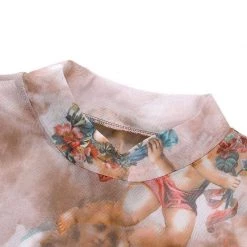 Streetgarm NEW Cherub Print Mesh Crop Top 14 Streetgarm NEW Cherub Print Mesh Crop Top