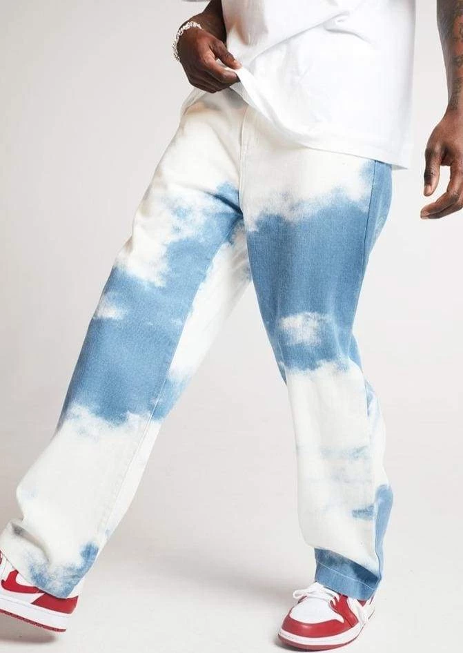 Streetgarm Cloud Print Loose Denim Pants 5 Streetgarm Cloud Print Loose Denim Pants