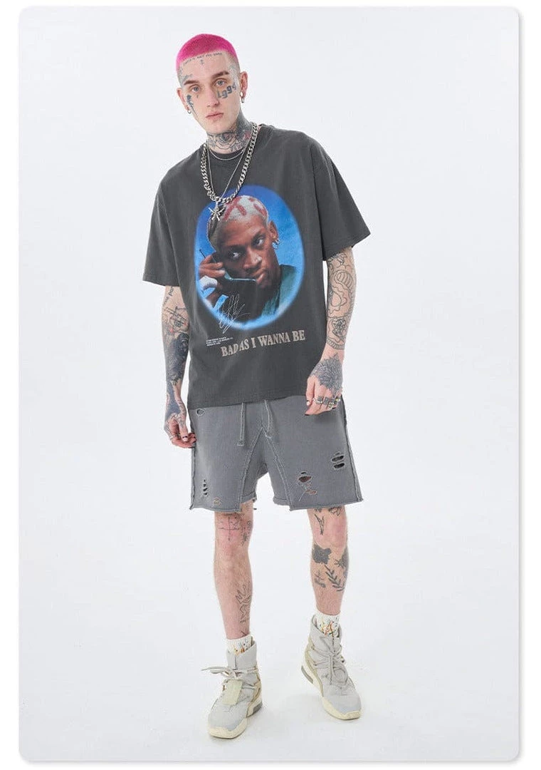 Streetgarm NEW Dennis Rodman Bad As I Wanna Be Washed T-Shirt 8 Streetgarm NEW Dennis Rodman Bad As I Wanna Be Washed T-Shirt