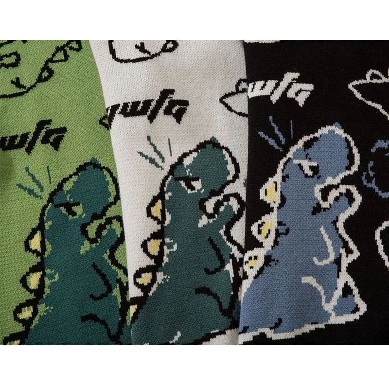 Streetgarm NEW Dinosaur Cartoon Knitted Sweater 6 Streetgarm NEW Dinosaur Cartoon Knitted Sweater