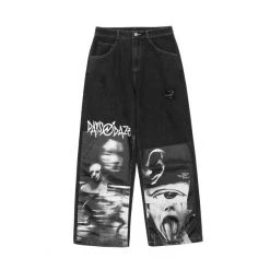Streetgarm NEW Distorted Patchwork Wide Leg Jeans