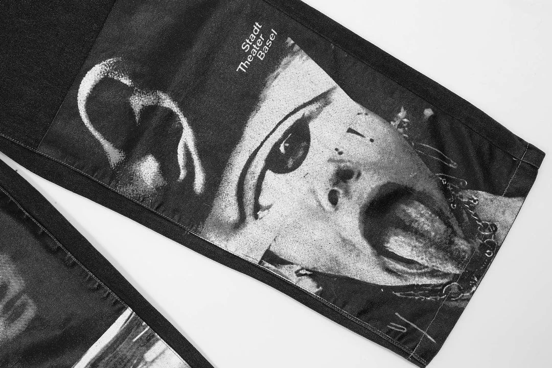 Streetgarm NEW Distorted Patchwork Wide Leg Jeans 6 Streetgarm NEW Distorted Patchwork Wide Leg Jeans