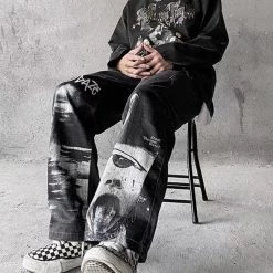 Streetgarm NEW Distorted Patchwork Wide Leg Jeans 9 Streetgarm NEW Distorted Patchwork Wide Leg Jeans