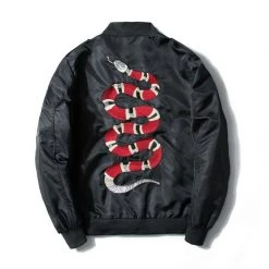 Streetgarm Embroidered King Snake Bomber Jacket NEW