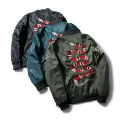 Streetgarm Embroidered King Snake Bomber Jacket NEW