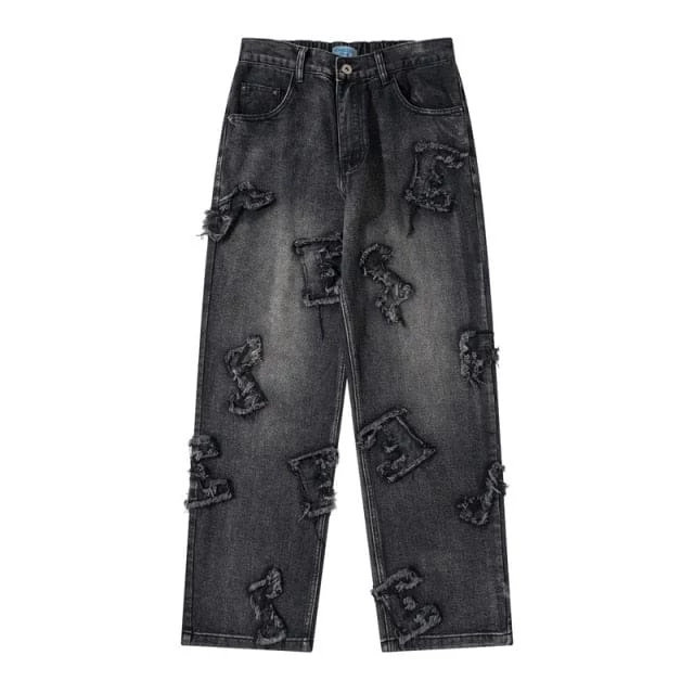 Streetgarm Fashion Patchwork Wide Leg Jeans 9 Streetgarm Fashion Patchwork Wide Leg Jeans