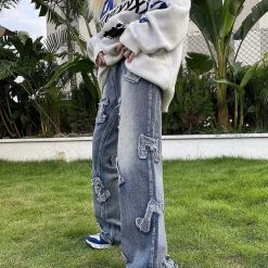 Streetgarm Fashion Patchwork Wide Leg Jeans 13 Streetgarm Fashion Patchwork Wide Leg Jeans