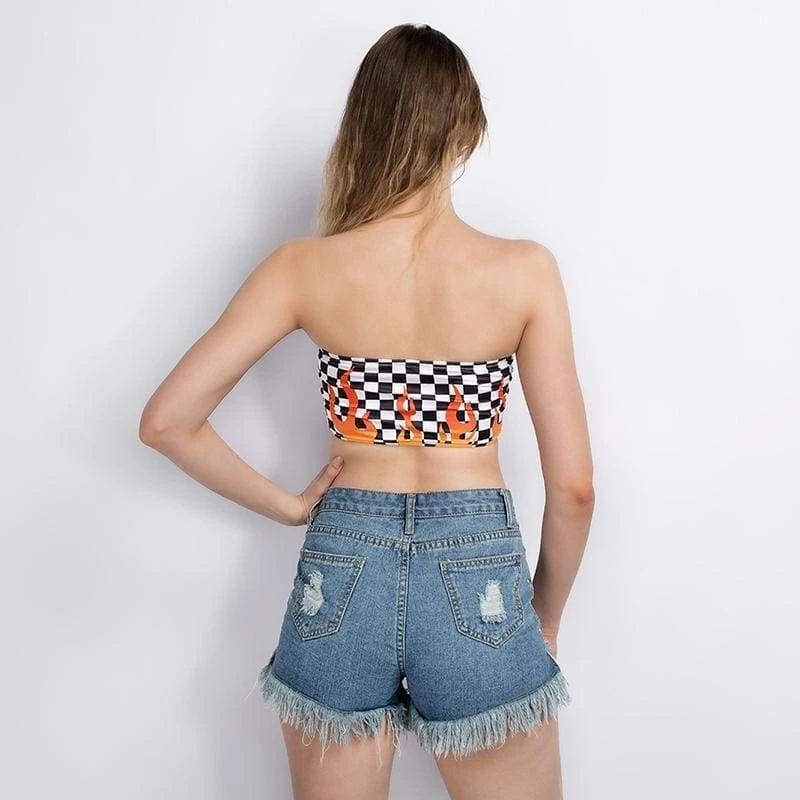 Streetgarm NEW Fire Checkerboard Tube Top 6 Streetgarm NEW Fire Checkerboard Tube Top