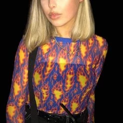 Streetgarm NEW Flame Print Mesh Crop Top 14 Streetgarm NEW Flame Print Mesh Crop Top