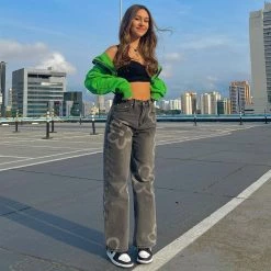 Streetgarm Floral Heat Print High Waist Jeans