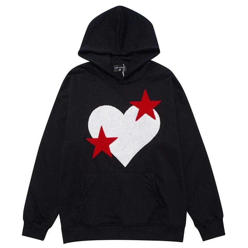 Streetgarm NEW Heart And Star Embroidered Hoodie 3 Streetgarm NEW Heart And Star Embroidered Hoodie