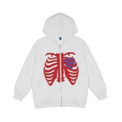 Streetgarm NEW Heart Skeleton Zip Hoodie