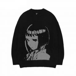 Streetgarm Japanese Anime Cartoon Print Knitted Sweater NEW