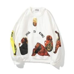 Streetgarm Kanye West Jesus Is King Cross Crewneck - White NEW