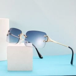 Streetgarm Large Square Rimless Sunglasses