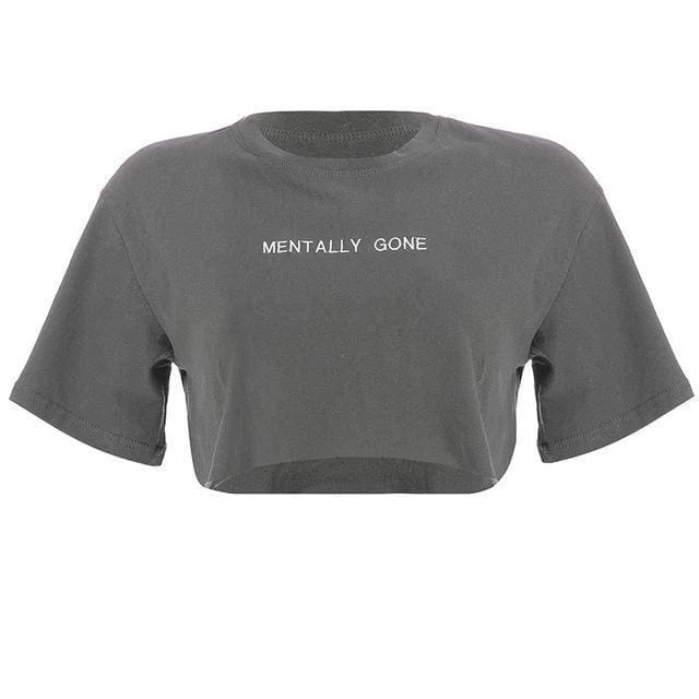 Streetgarm Mentally Gone Cropped T-Shirt NEW 3 Streetgarm Mentally Gone Cropped T-Shirt NEW