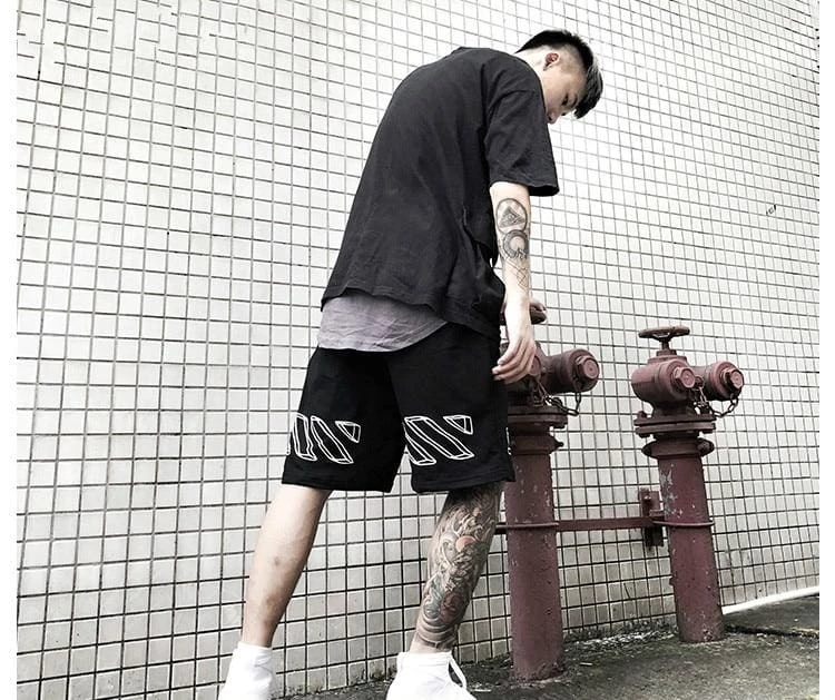 Streetgarm OFF Stripped White Shorts NEW 9 Streetgarm OFF Stripped White Shorts NEW