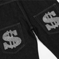 Streetgarm OhFuck Y2K Silver Print Denim Jeans NEW 16 Streetgarm OhFuck Y2K Silver Print Denim Jeans NEW