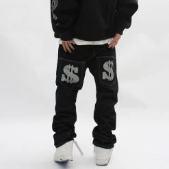 Streetgarm OhFuck Y2K Silver Print Denim Jeans NEW 15 Streetgarm OhFuck Y2K Silver Print Denim Jeans NEW