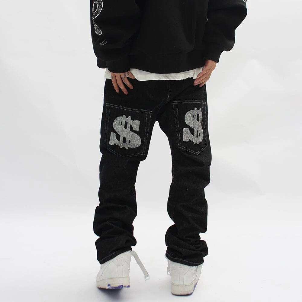 Streetgarm OhFuck Y2K Silver Print Denim Jeans NEW 6 Streetgarm OhFuck Y2K Silver Print Denim Jeans NEW