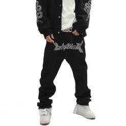 Streetgarm OhFuck Y2K Silver Print Denim Jeans NEW