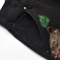 Streetgarm Painted Patchwork Straight Leg Jeans NEW