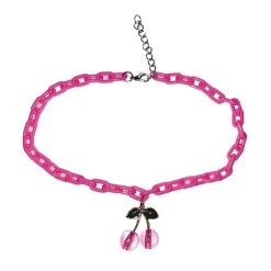 Streetgarm Pink Cherry Acrylic Chain Necklace