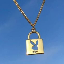 Streetgarm Playboy Bunny Lock Key Necklace 16 Streetgarm Playboy Bunny Lock Key Necklace