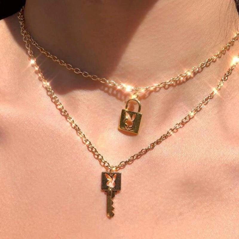 Streetgarm Playboy Bunny Lock Key Necklace 10 Streetgarm Playboy Bunny Lock Key Necklace