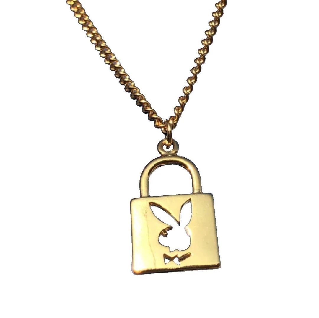 Streetgarm Playboy Bunny Lock Key Necklace 3 Streetgarm Playboy Bunny Lock Key Necklace