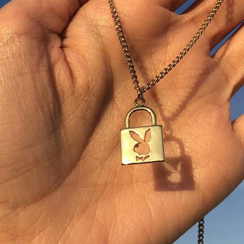 Streetgarm Playboy Bunny Lock Key Necklace 11 Streetgarm Playboy Bunny Lock Key Necklace