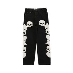 Streetgarm Skull And Five Stars Embroidered Jeans
