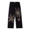 Streetgarm NEW Spider Web Embroidery Straight Jeans 1 Streetgarm NEW Spider Web Embroidery Straight Jeans