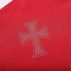 Streetgarm Unknown Cross Rhinestone Hoodie - Red NEW