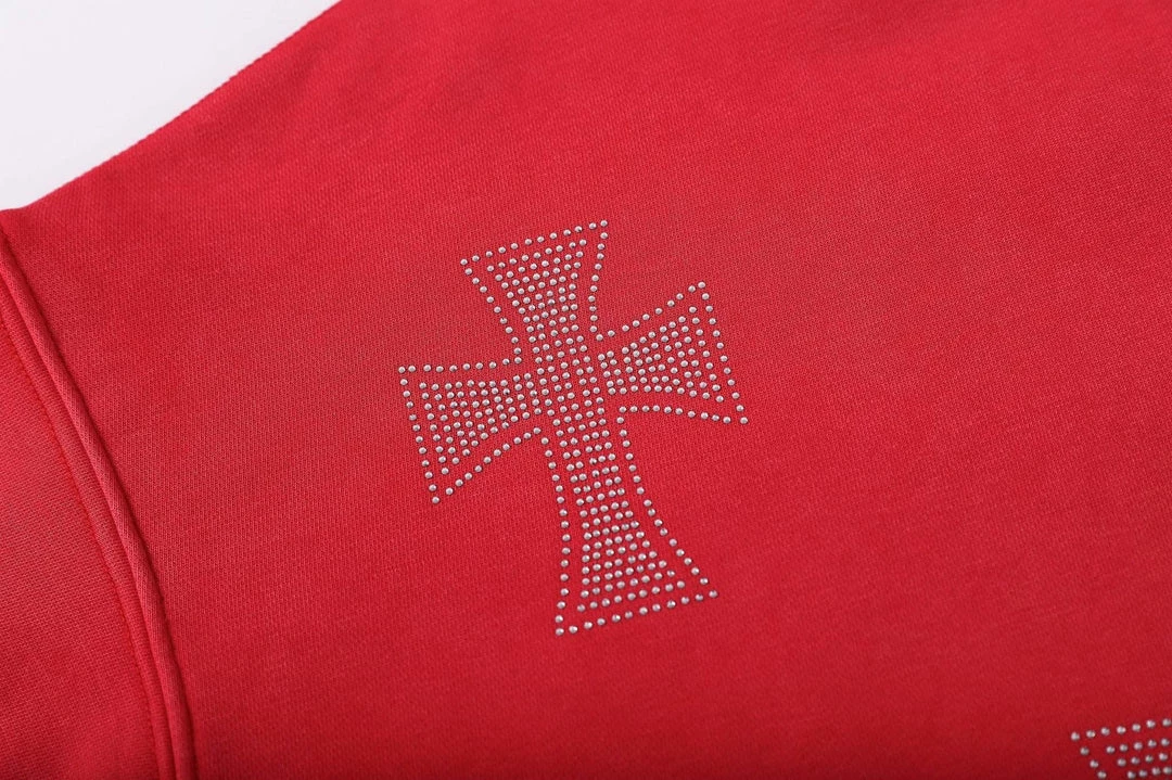 Streetgarm Unknown Cross Rhinestone Hoodie - Red NEW 4 Streetgarm Unknown Cross Rhinestone Hoodie - Red NEW